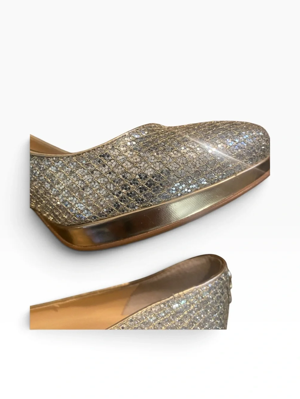 Ivanka Trump Sophia Silver Glitter Gold Pump Platform SZ 7